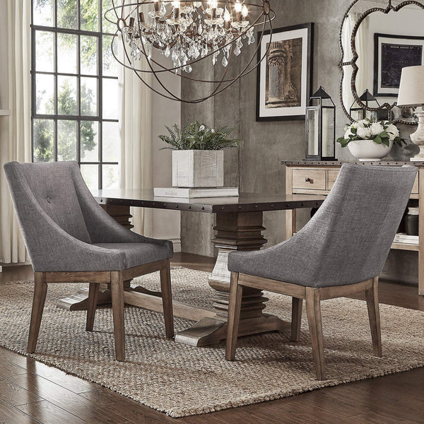 Malkin Slope Arm Button Tufted Upholstered Dining Chair with Rubberwood Legs Mid-century