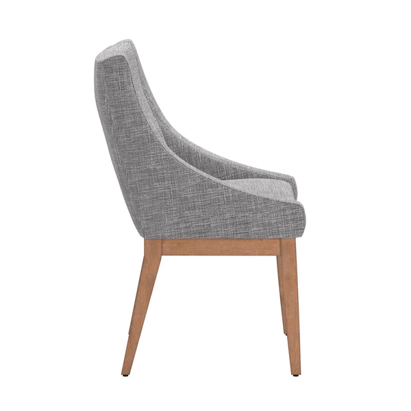 Malkin Slope Arm Button Tufted Upholstered Dining Chair with Rubberwood Legs Mid-century