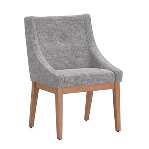 Malkin Slope Arm Button Tufted Upholstered Dining Chair with Rubberwood Legs Mid-century