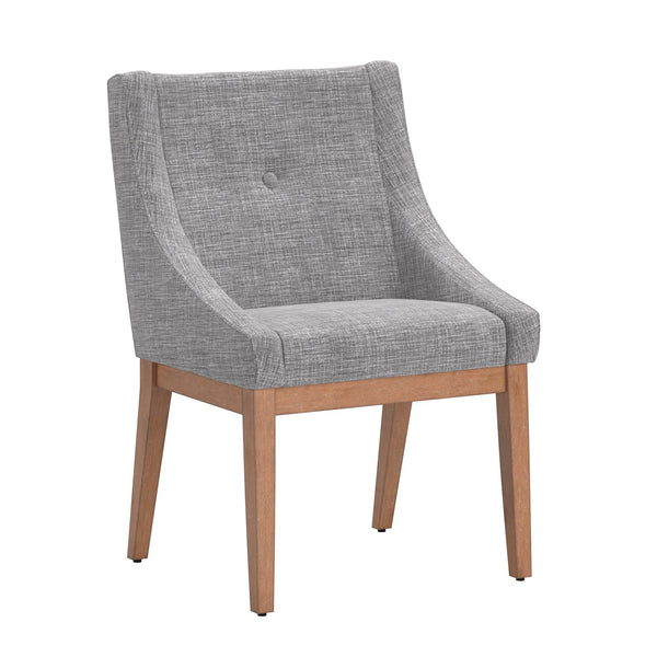 Malkin Slope Arm Button Tufted Upholstered Dining Chair with Rubberwood Legs Mid-century