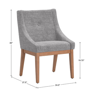 Malkin Slope Arm Button Tufted Upholstered Dining Chair with Rubberwood Legs Mid-century