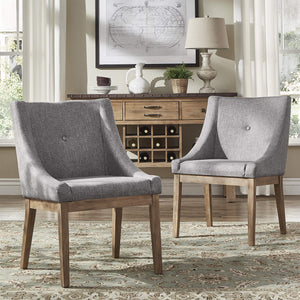 Malkin Slope Arm Button Tufted Upholstered Dining Chair with Rubberwood Legs Mid-century