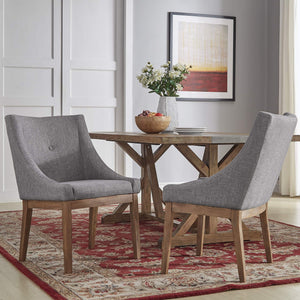 Malkin Slope Arm Button Tufted Upholstered Dining Chair with Rubberwood Legs Mid-century