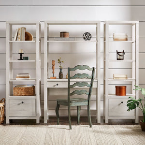 Seabrook Antique White Bookcase with Drawer Open Shelving Vintage Style