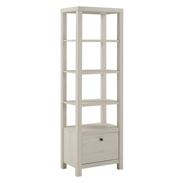 Seabrook Antique White Bookcase with Drawer Open Shelving Vintage Style