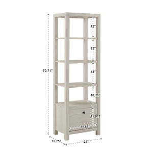 Seabrook Antique White Bookcase with Drawer Open Shelving Vintage Style