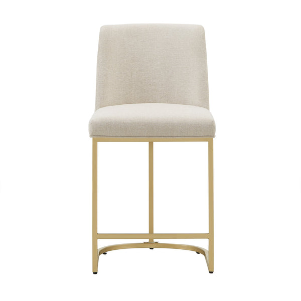Klimt Upholstered Counter Stool Set with Gold Metal Base for Kitchen Bar Seating