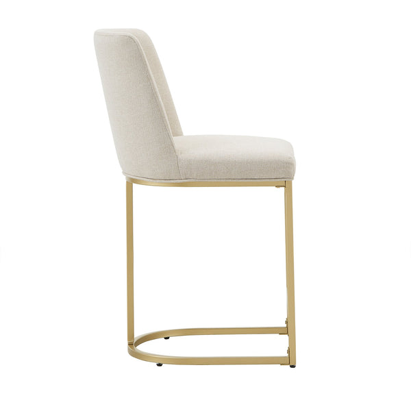 Klimt Upholstered Counter Stool Set with Gold Metal Base for Kitchen Bar Seating