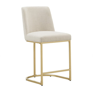 Klimt Upholstered Counter Stool Set with Gold Metal Base for Kitchen Bar Seating