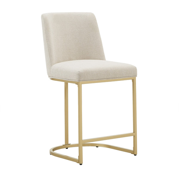 Klimt Upholstered Counter Stool Set with Gold Metal Base for Kitchen Bar Seating