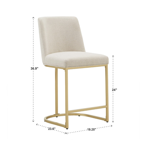 Klimt Upholstered Counter Stool Set with Gold Metal Base for Kitchen Bar Seating
