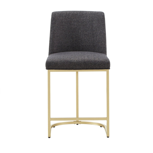 Homelegance Klimt Upholstered Counter Stool Set with Gold Metal Base for Kitchen Bar Seating Gold / Black E936-24BKW