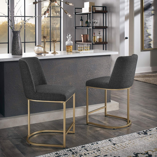 Klimt Upholstered Counter Stool Set with Gold Metal Base for Kitchen Bar Seating