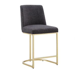 Klimt Upholstered Counter Stool Set with Gold Metal Base for Kitchen Bar Seating