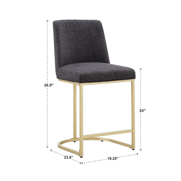 Klimt Upholstered Counter Stool Set with Gold Metal Base for Kitchen Bar Seating