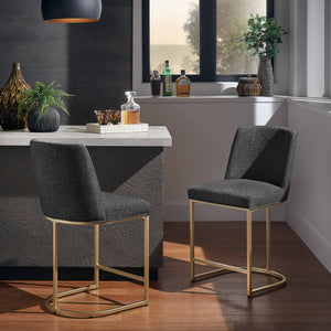 Klimt Upholstered Counter Stool Set with Gold Metal Base for Kitchen Bar Seating
