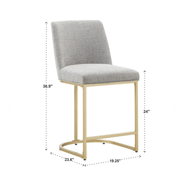 Klimt Upholstered Counter Stool Set with Gold Metal Base for Kitchen Bar Seating