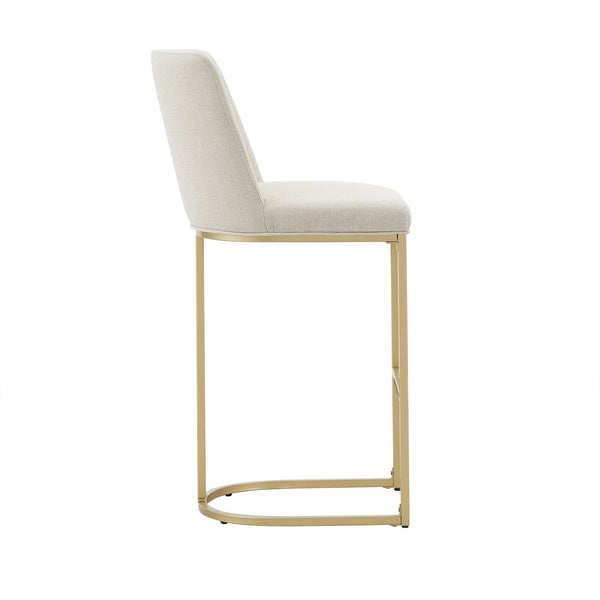 Klimt Upholstered Barstools Set of 2 with Gold Metal Base for Kitchen Island Seating