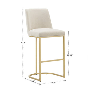 Klimt Upholstered Barstools Set of 2 with Gold Metal Base for Kitchen Island Seating