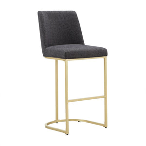 Klimt Upholstered Barstools Set of 2 with Gold Metal Base for Kitchen Island Seating