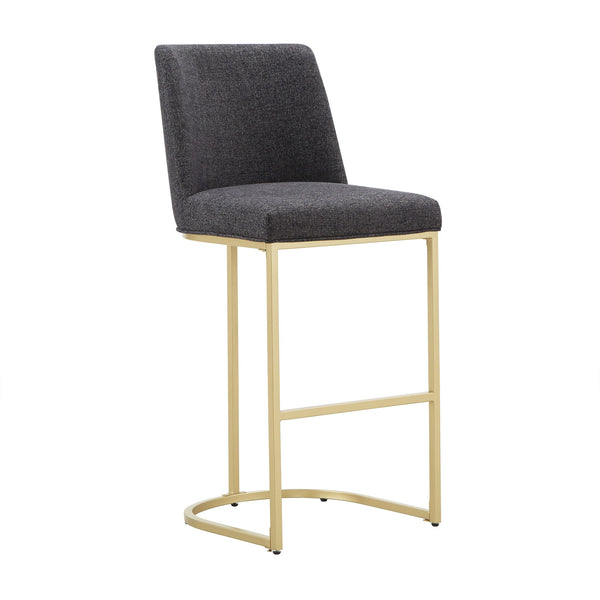 Klimt Upholstered Barstools Set of 2 with Gold Metal Base for Kitchen Island Seating