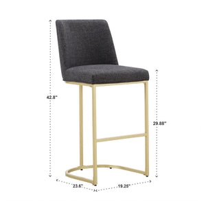 Klimt Upholstered Barstools Set of 2 with Gold Metal Base for Kitchen Island Seating
