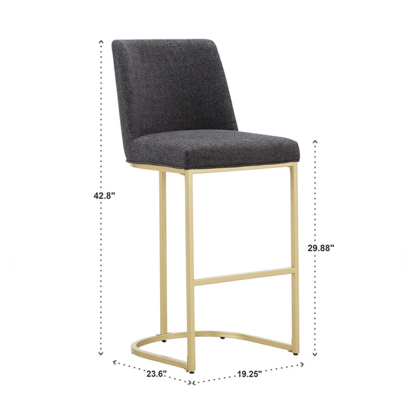 Klimt Upholstered Barstools Set of 2 with Gold Metal Base for Kitchen Island Seating