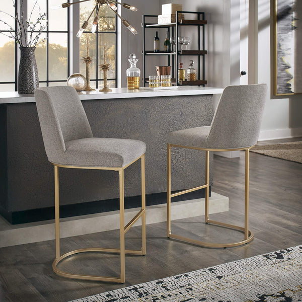 Klimt Upholstered Barstools Set of 2 with Gold Metal Base for Kitchen Island Seating