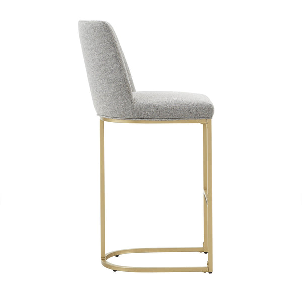 Klimt Upholstered Barstools Set of 2 with Gold Metal Base for Kitchen Island Seating