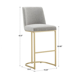 Klimt Upholstered Barstools Set of 2 with Gold Metal Base for Kitchen Island Seating