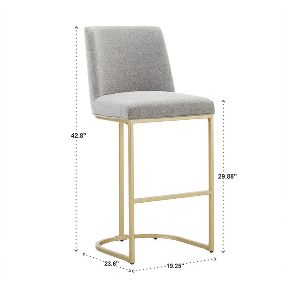 Klimt Upholstered Barstools Set of 2 with Gold Metal Base for Kitchen Island Seating