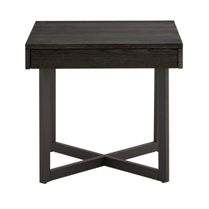 Homelegance Nadian Modern End Table with Drawer Metal Base and Wood Grain Mdf Top for Living Room Black E986BK-04