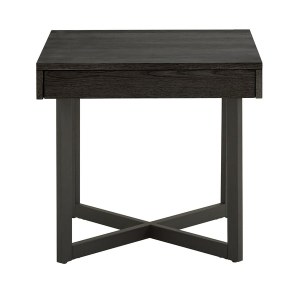 Homelegance Nadian Modern End Table with Drawer Metal Base and Wood Grain Mdf Top for Living Room Black E986BK-04