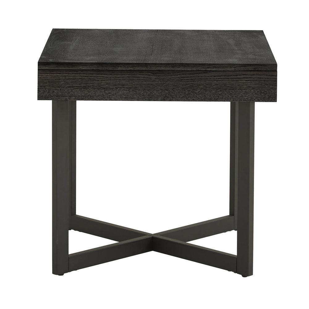 Homelegance Nadian Modern End Table with Drawer Metal Base and Wood Grain Mdf Top for Living Room Black E986BK-04