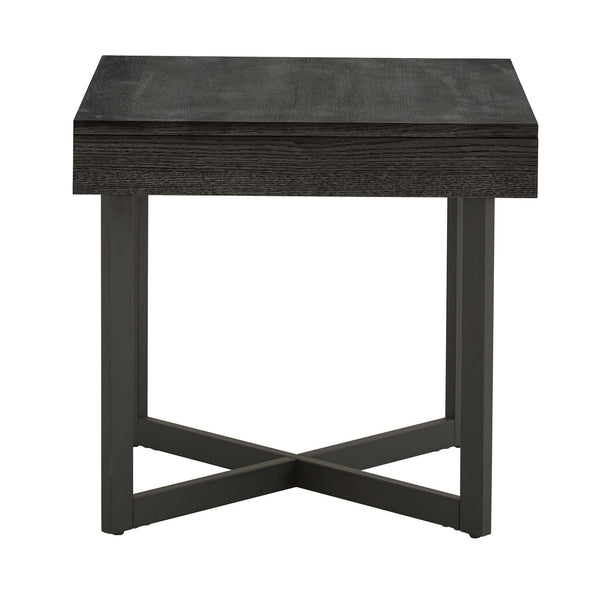 Nadian Modern End Table with Drawer Metal Base and Wood Grain Mdf Top for Living Room