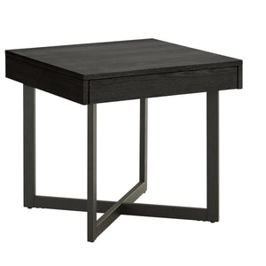 Nadian Modern End Table with Drawer Metal Base and Wood Grain Mdf Top for Living Room
