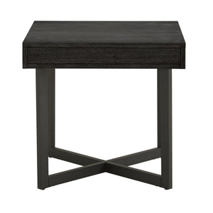 Nadian Modern End Table with Drawer Metal Base and Wood Grain Mdf Top for Living Room