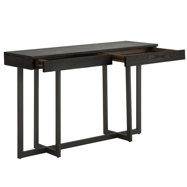 Nadian Console Table with Two Drawers Mdf Top Metal Base for Entryway Living Room