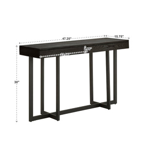Nadian Console Table with Two Drawers Mdf Top Metal Base for Entryway Living Room