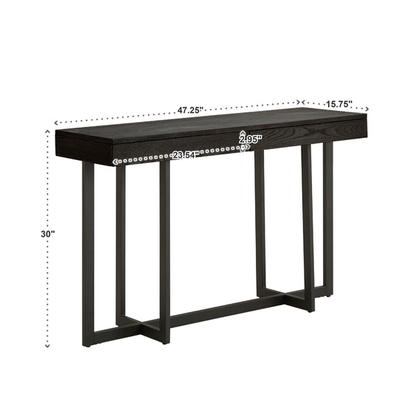 Nadian Console Table with Two Drawers Mdf Top Metal Base for Entryway Living Room