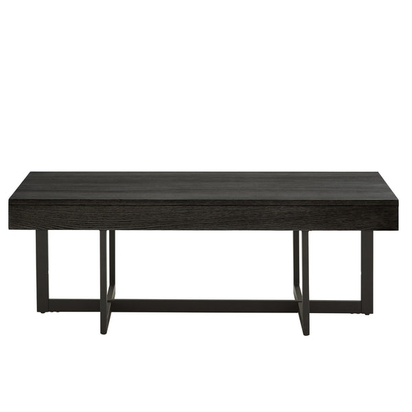 Homelegance Nadian Modern Coffee Table with Storage Drawers and Powder-coated Metal Base Black E986BK-30