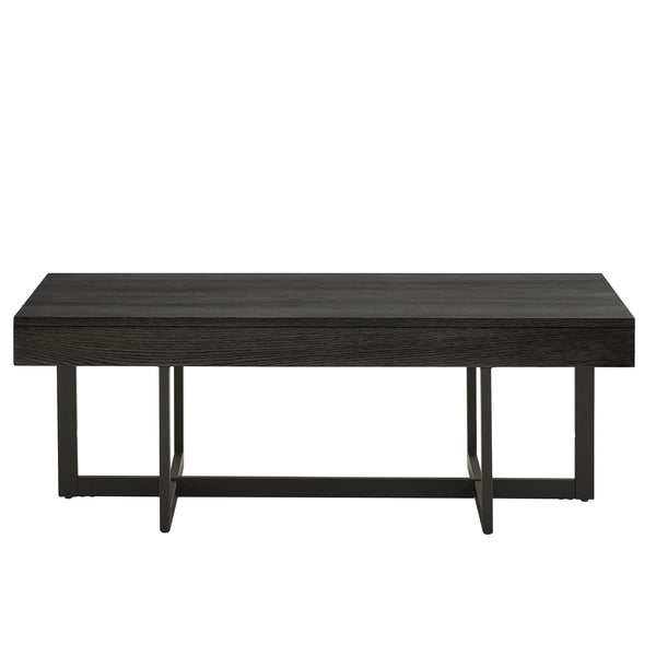 Nadian Modern Coffee Table with Storage Drawers and Powder-coated Metal Base