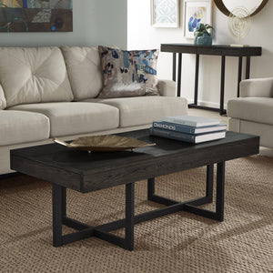 Nadian Modern Coffee Table with Storage Drawers and Powder-coated Metal Base