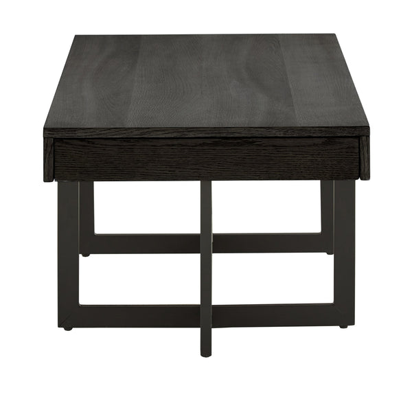 Nadian Modern Coffee Table with Storage Drawers and Powder-coated Metal Base