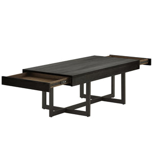 Nadian Modern Coffee Table with Storage Drawers and Powder-coated Metal Base