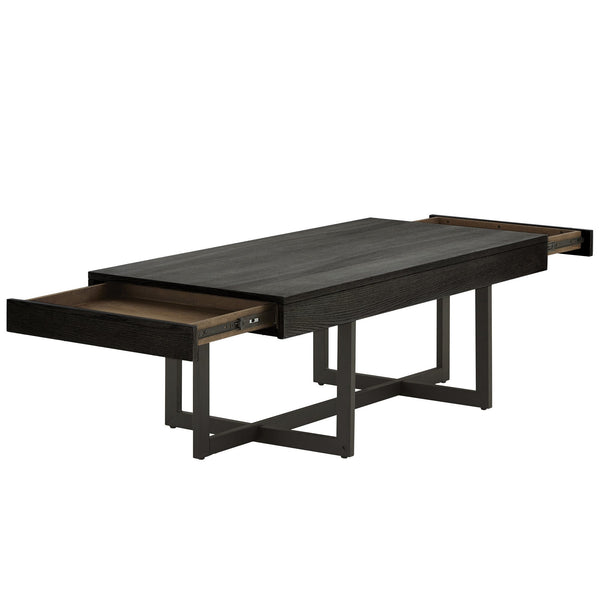 Nadian Modern Coffee Table with Storage Drawers and Powder-coated Metal Base