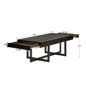 Nadian Modern Coffee Table with Storage Drawers and Powder-coated Metal Base