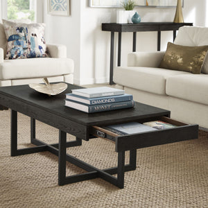 Nadian Modern Coffee Table with Storage Drawers and Powder-coated Metal Base
