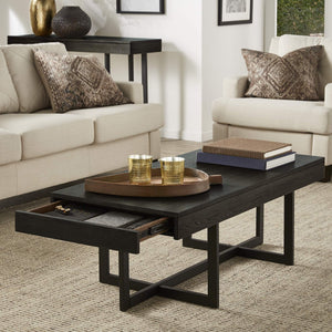 Nadian Modern Coffee Table with Storage Drawers and Powder-coated Metal Base