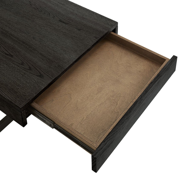 Nadian Modern Coffee Table with Storage Drawers and Powder-coated Metal Base